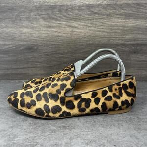 J Crew Shoes Womens Size 8 Leopard Print Flat Slip On Calf Hair
